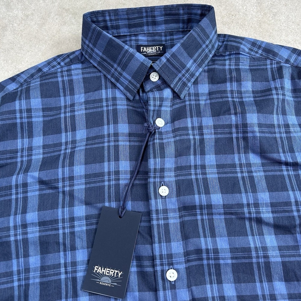 Faherty The Movement Shirt Mens Small Plaid Lightweight Performance Button Up